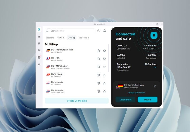 Surfshark's MultiHop feature. 