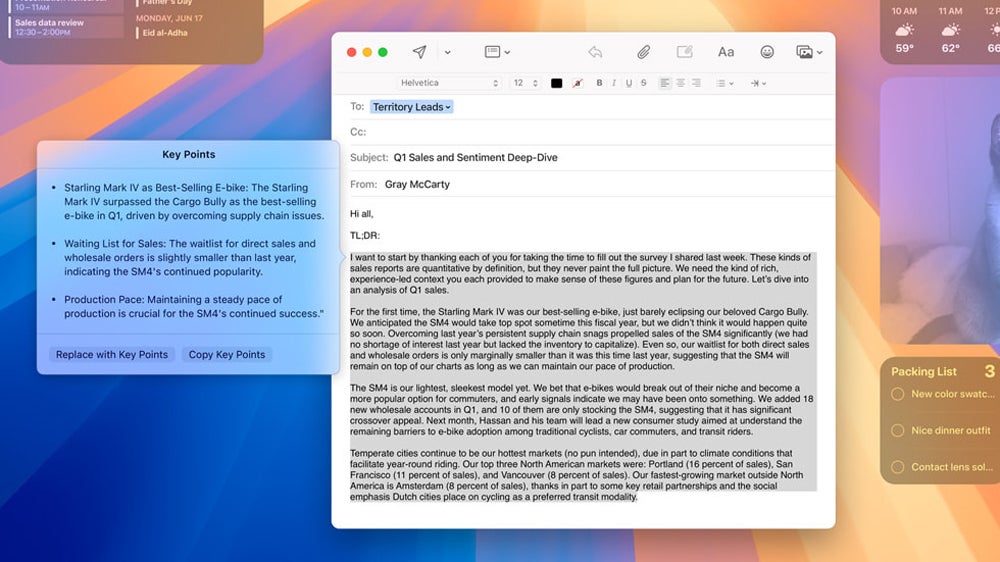 macOS 15 allows users to generate summaries of long text with AI.