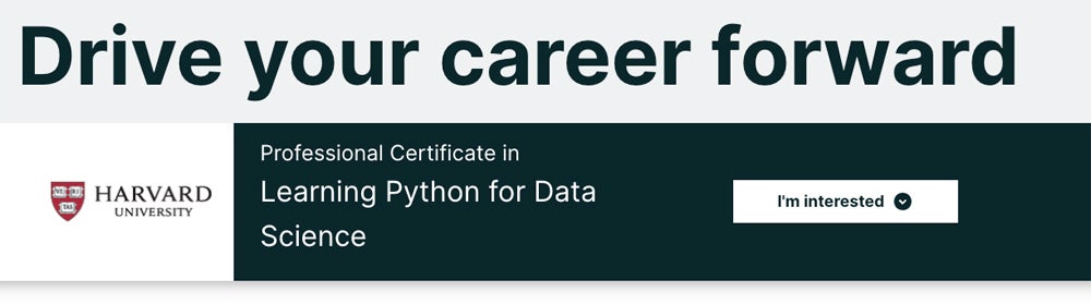 Professional Certificate in Learning Python for Data Science course screenshot.