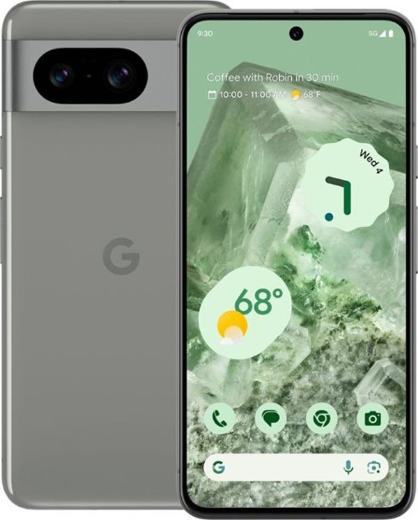 Photo of a Google Pixel 8, Pro front and back.