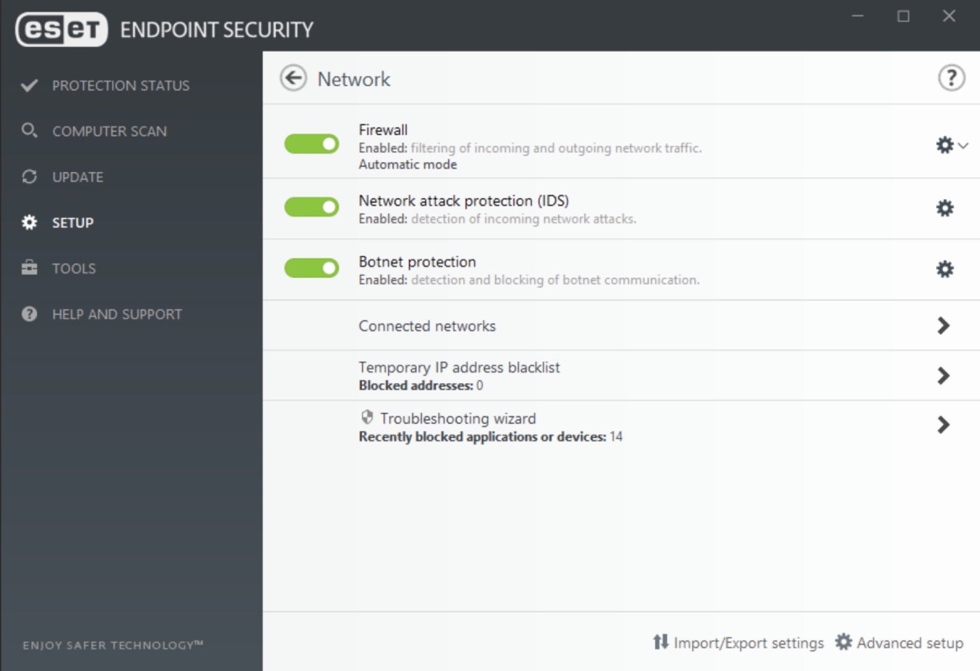 The ESET desktop app.