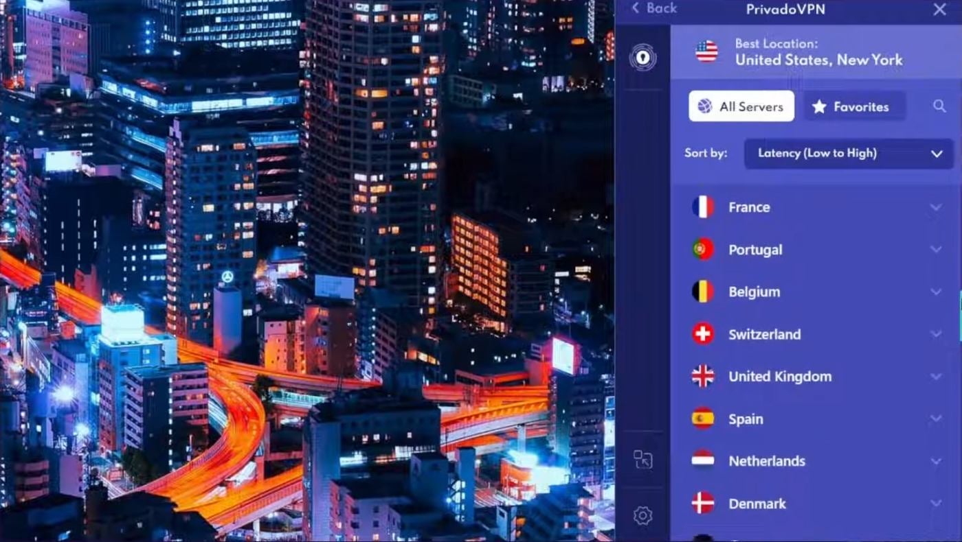 Premium PrivadoVPN users can select from servers in 66 cities.