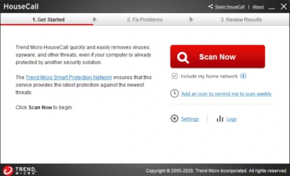 The Trend Micro free antivirus desktop app.