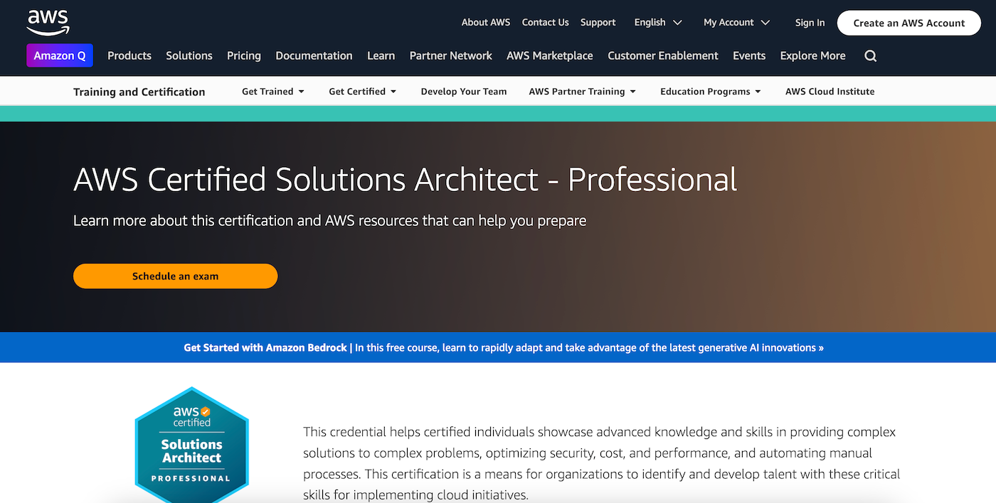 The AWS Certified Solutions Architect - Professional certification is intended for radical   who person  astatine  slightest  2  years of nonrecreational  acquisition   with AWS Cloud.