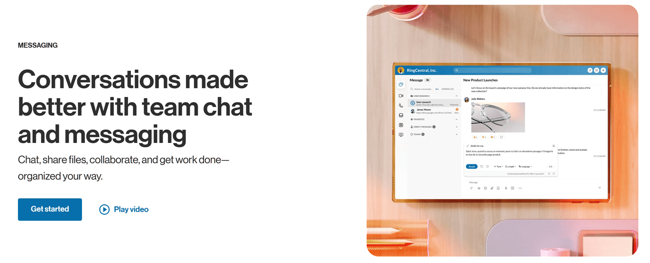 RingCentral Messaging allows you to chat, share files, collaborate and get work done. 