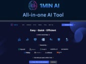 Promotional graphic for 1min AI.