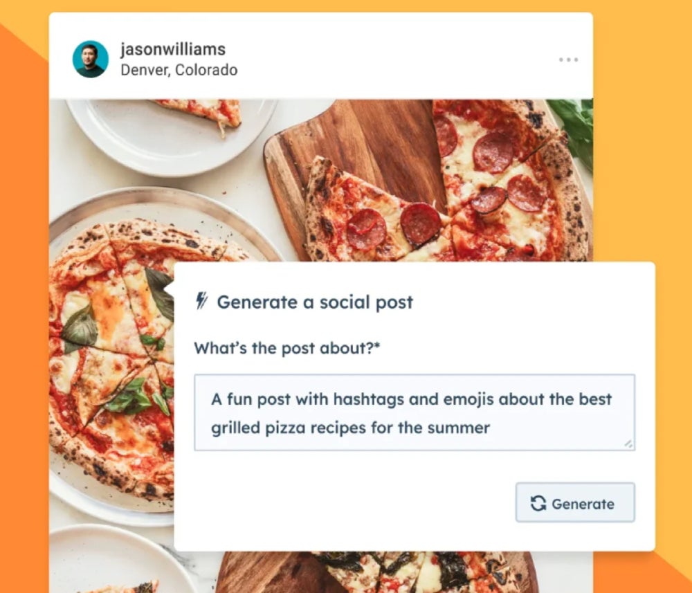 HubSpot generative AI for social media sample.