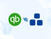 Review graphic featuring the icons of QuickBooks and OnPay.
