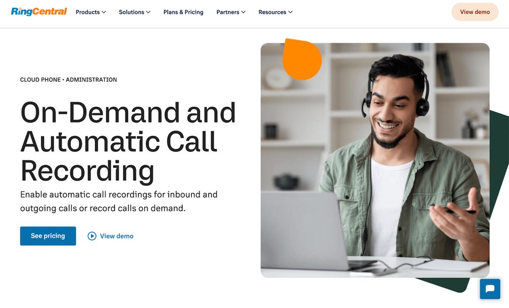 RingCentral call recording screenshot.