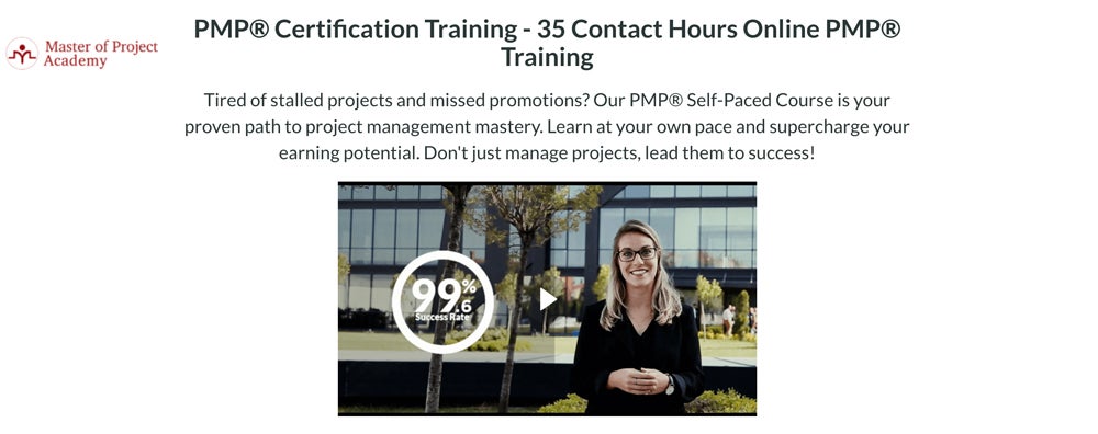 PMP Certification Training course screenshot.