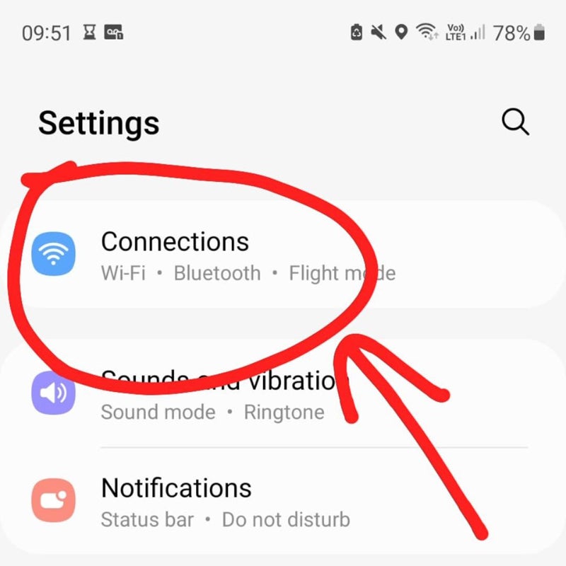 Once in settings, select connections to access Wi-Fi calling settings.