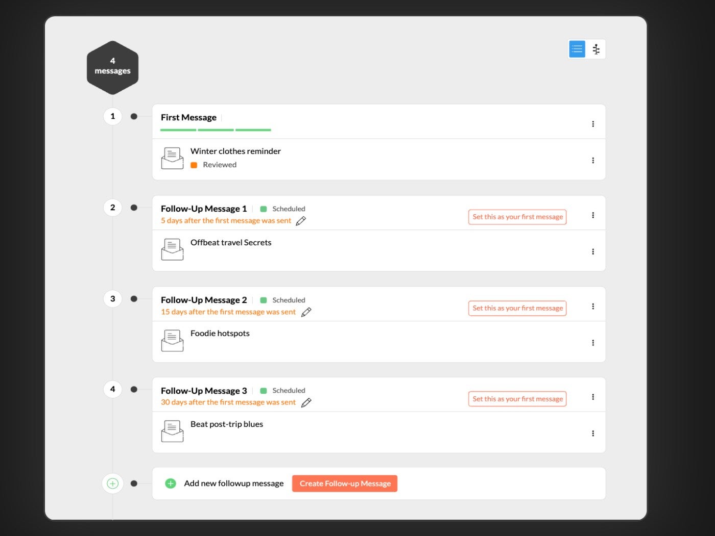 Zoho CRM Communication workflow feature.