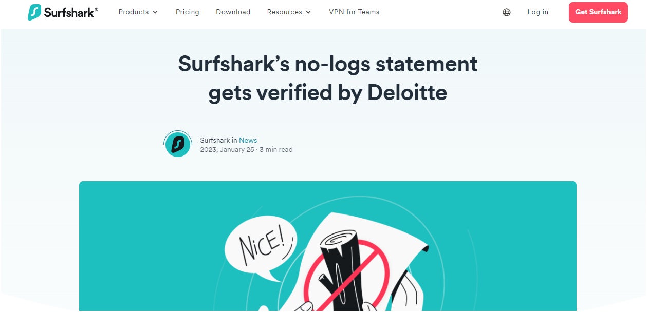 Surfshark’s Deloitte 2023 audit announcement.