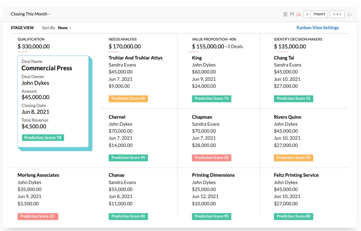 Zoho CRM AI feature.