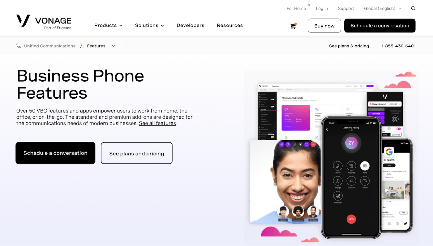 Vonage business phone features.