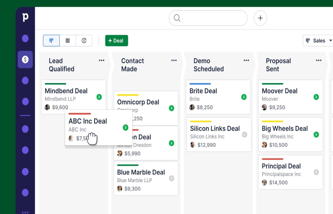 Pipedrive pipeline feature.