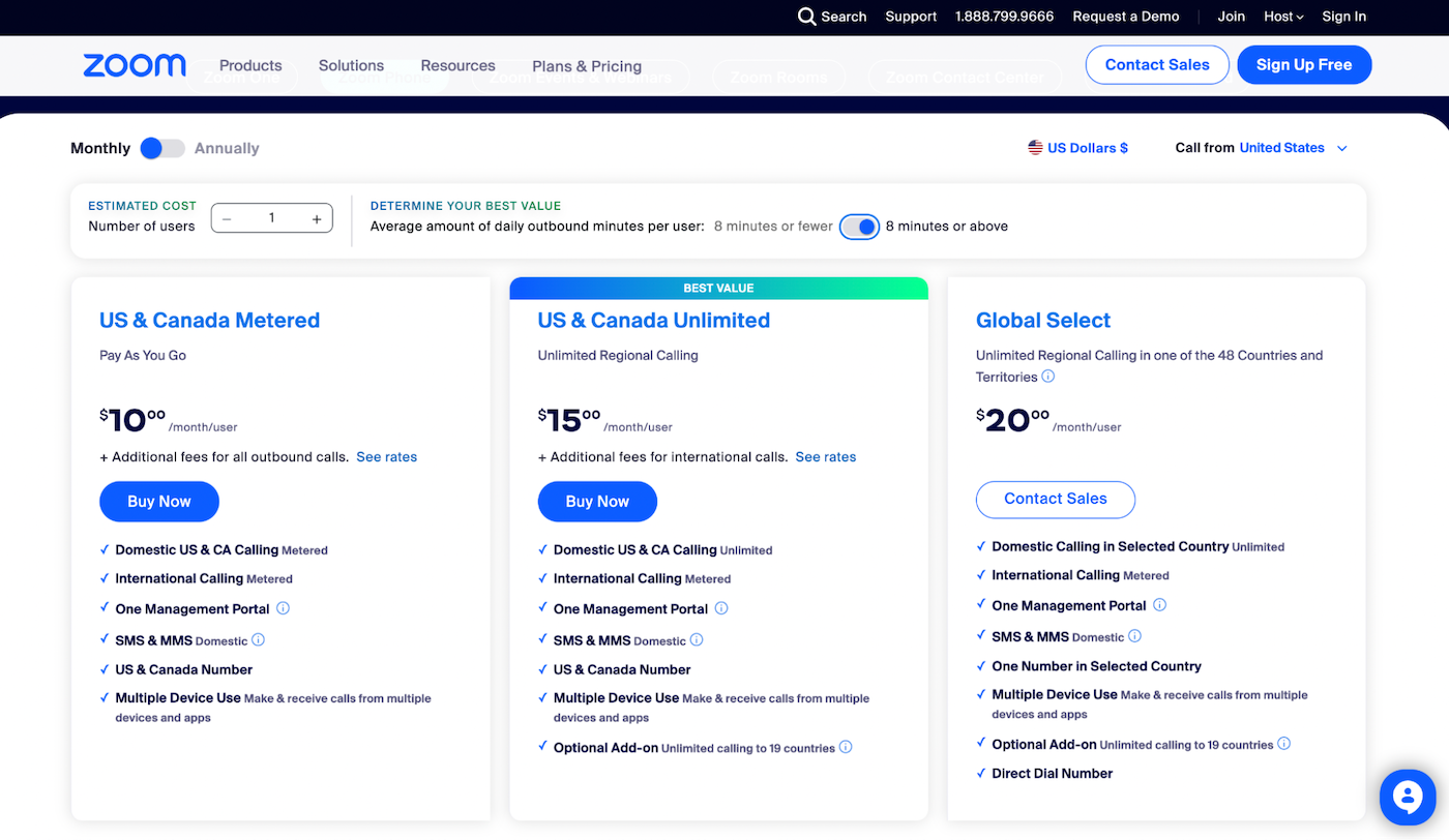 Zoom Phone Pricing.
