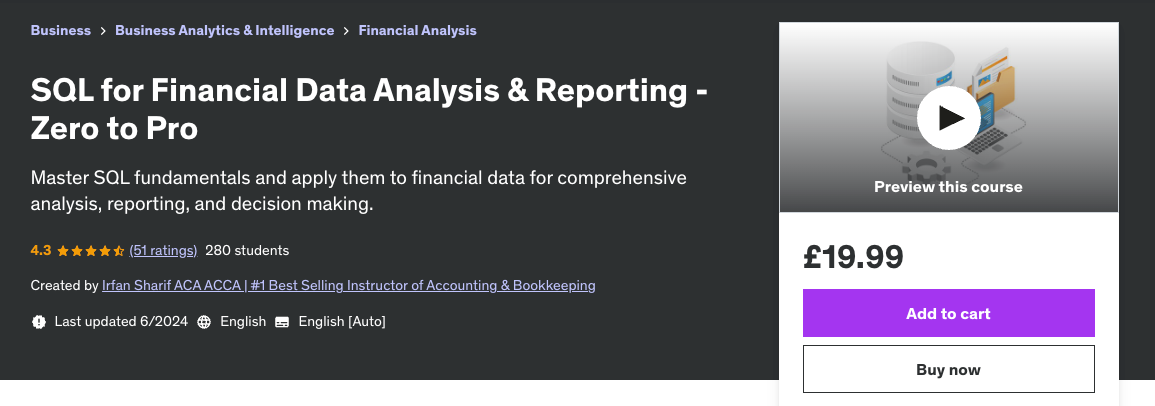 SQL for Financial Data Analysis & Reporting by Udemy.