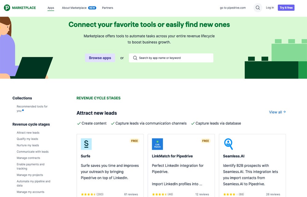 Pipedrive integration marketplace.