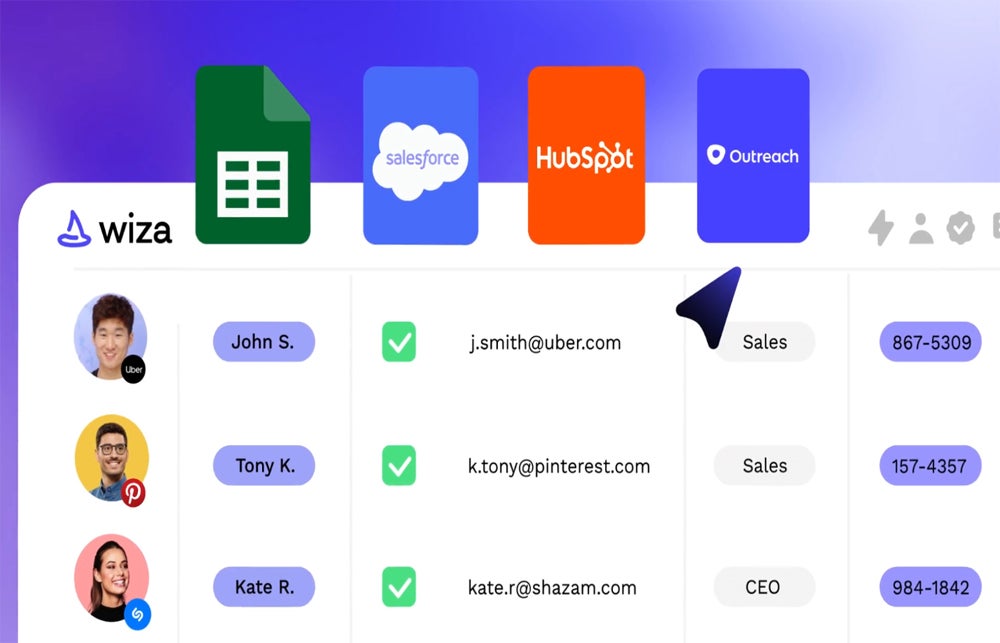 Wiza data export and CRM sync feature.