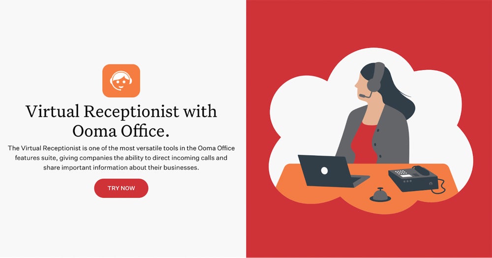 Ooma Office virtual receptionist feature.