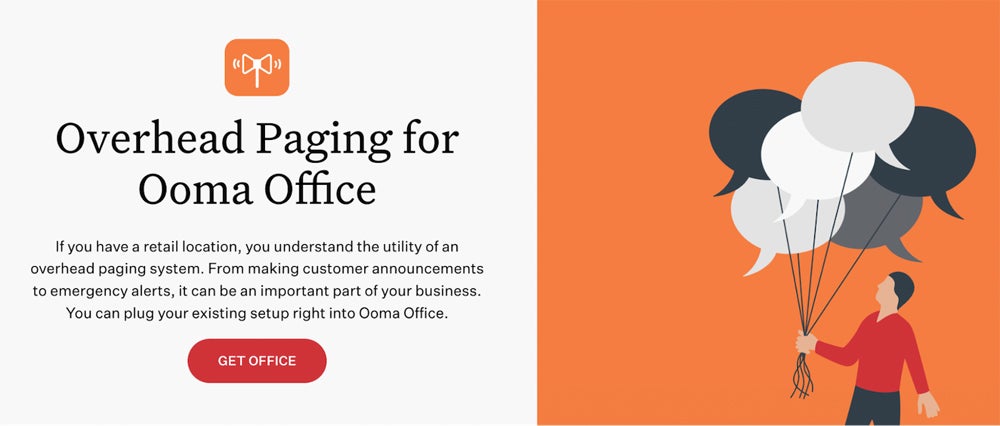 Ooma Office's overhead paging system.