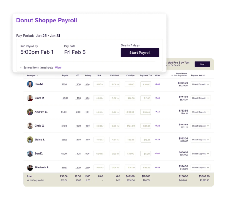 Run payroll with Homebase