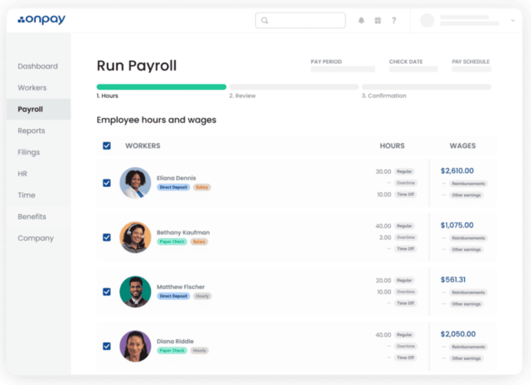 OnPay payroll run