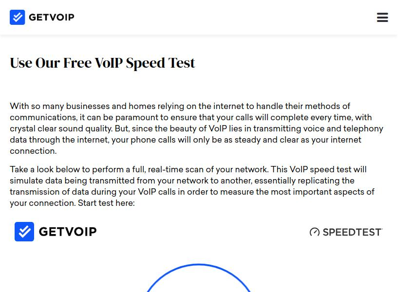 Free VoIP speed test.