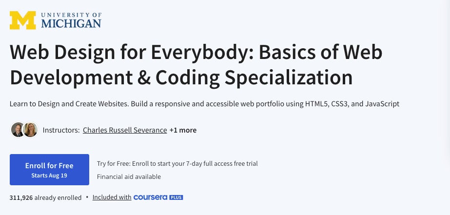 Coursera web design for everybody.