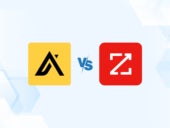 Versus graphic featuring the icons of Apollo and ZoomInfo.