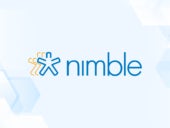 Review graphic featuring the logo of Nimble CRM.