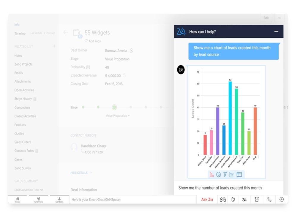 Zoho CRM AI feature.