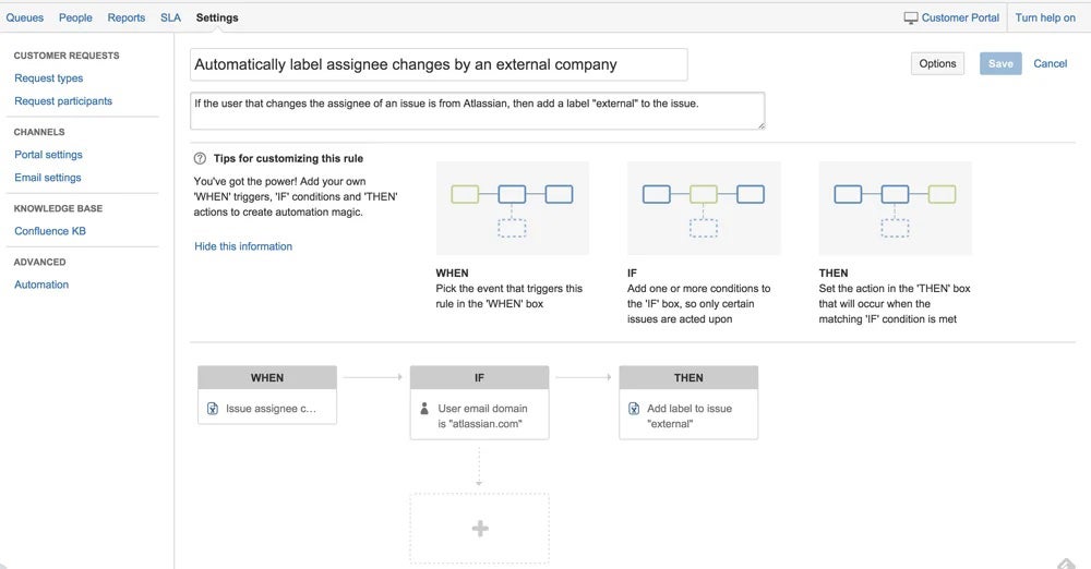 The no-code automation builder in Jira.