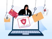 Hacker and Cyber criminals phishing stealing private personal data, user login, password, document, email and credit card.