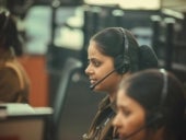 Stock photo of call center employees in India.