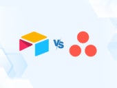 Versus graphic featuring the icons of Airtable and Asana.