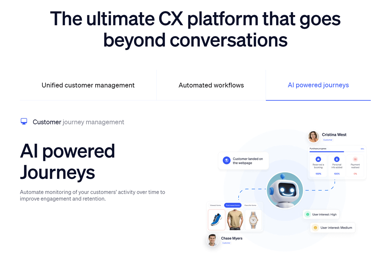 Mockup of Nextiva's AI powered journey builder. 