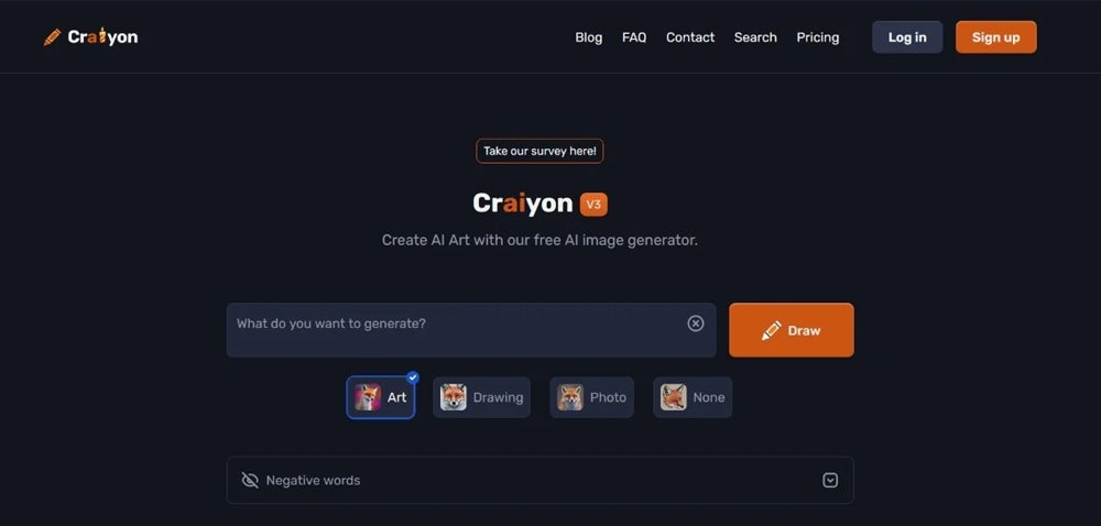 Craiyon interface screenshot.