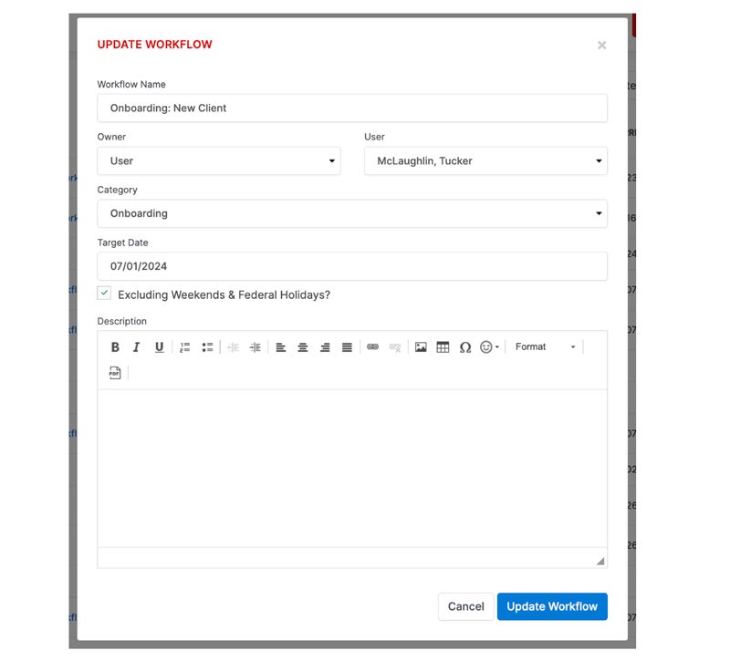 Redtail CRM automated workflow feature.