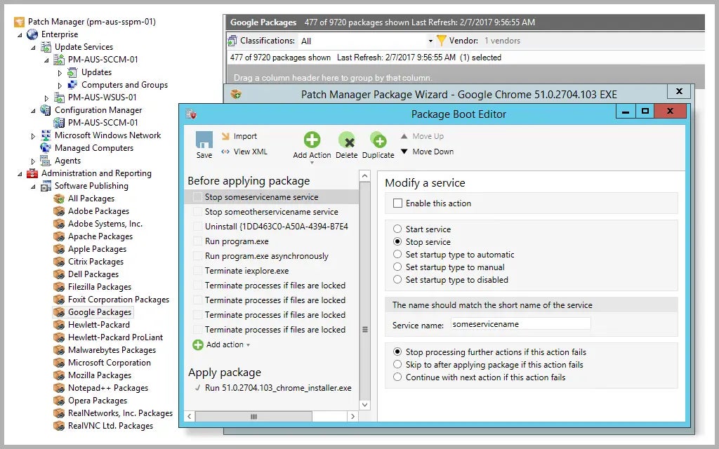 SolarWinds Patch Manager’s WSUS package deployment wizard.