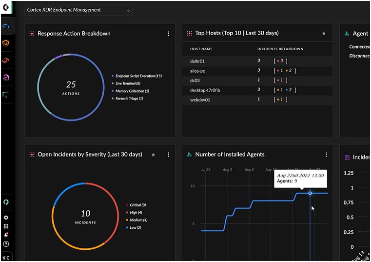 Cortex XDR endpoint management pane.