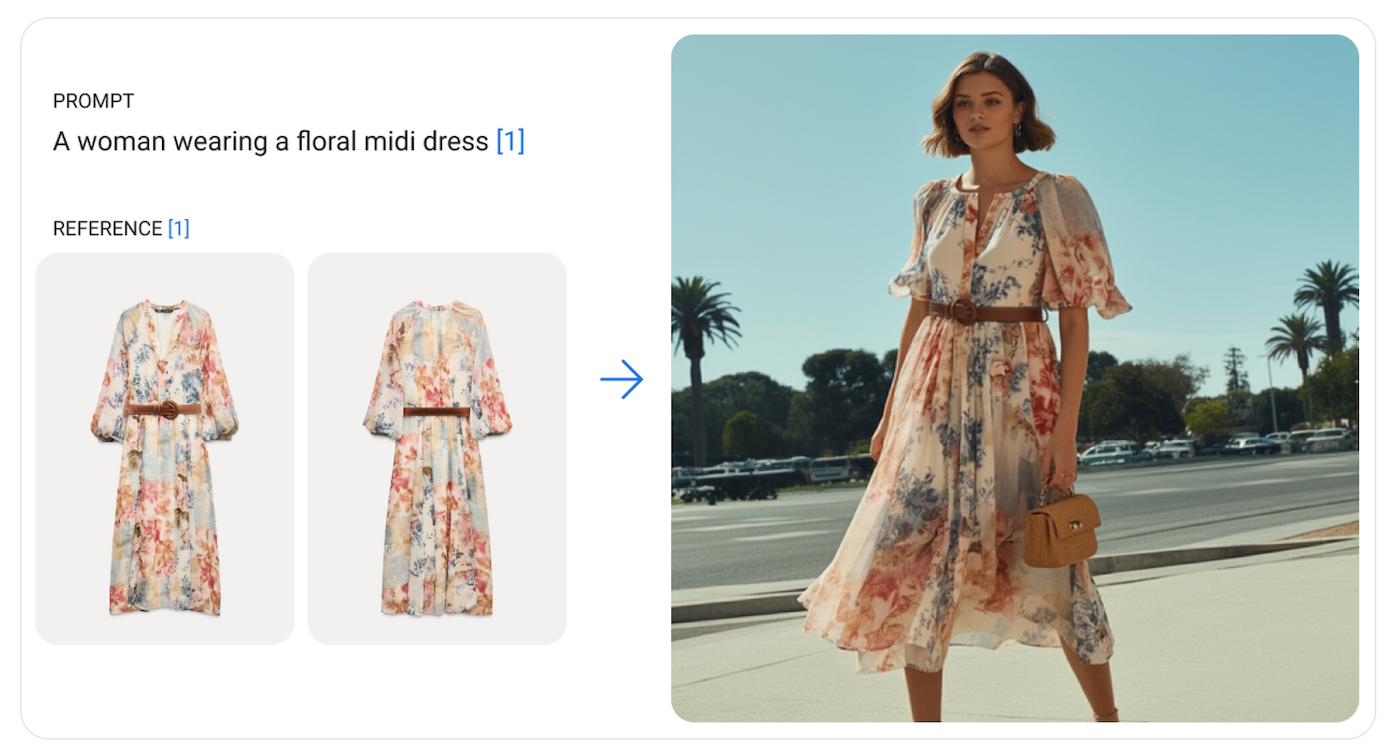 A company can insert its own product images into Imagen 3’s AI-generated content.