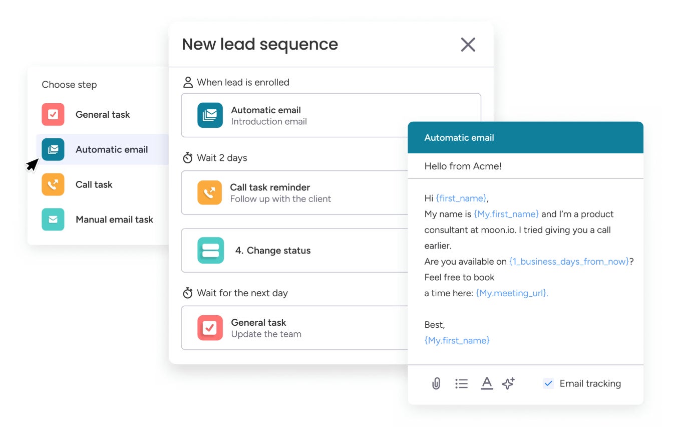 monday CRM deal and sequence management feature.