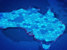 Digital hexagons in Australia Map.