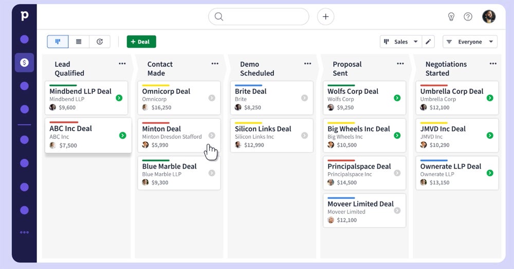 Pipedrive operational CRM example.