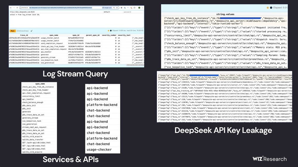 Wiz Research identified key DeepSeek information in the database.