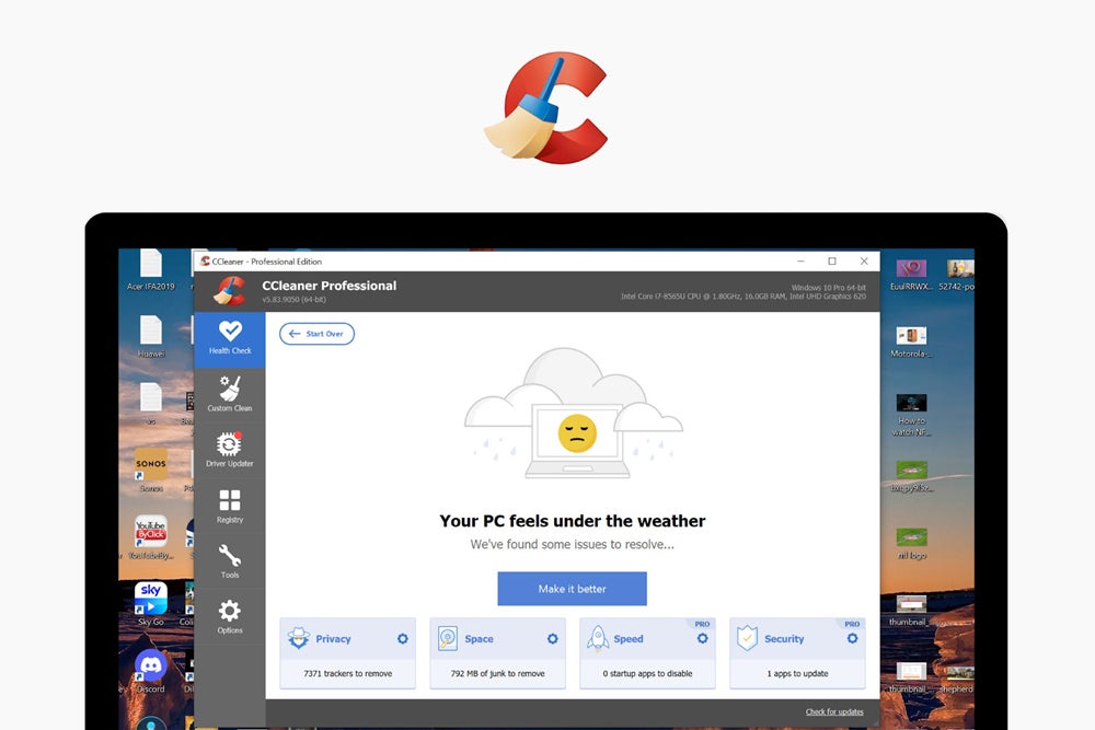 Captura de pantalla del panel de CCleaner Professional 2024.