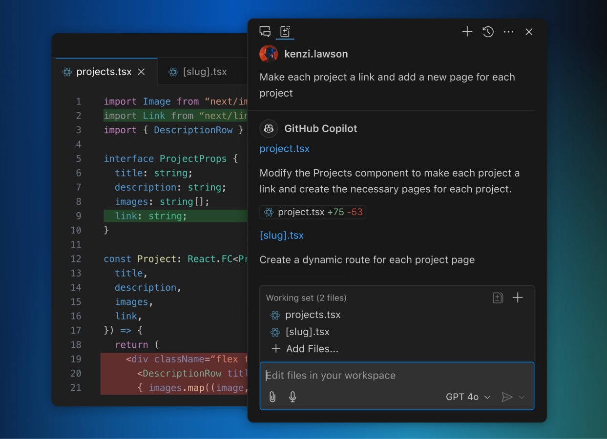 GitHub Copilot sits easily within VS Code.