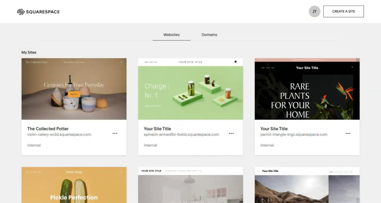 Squarespace interface.